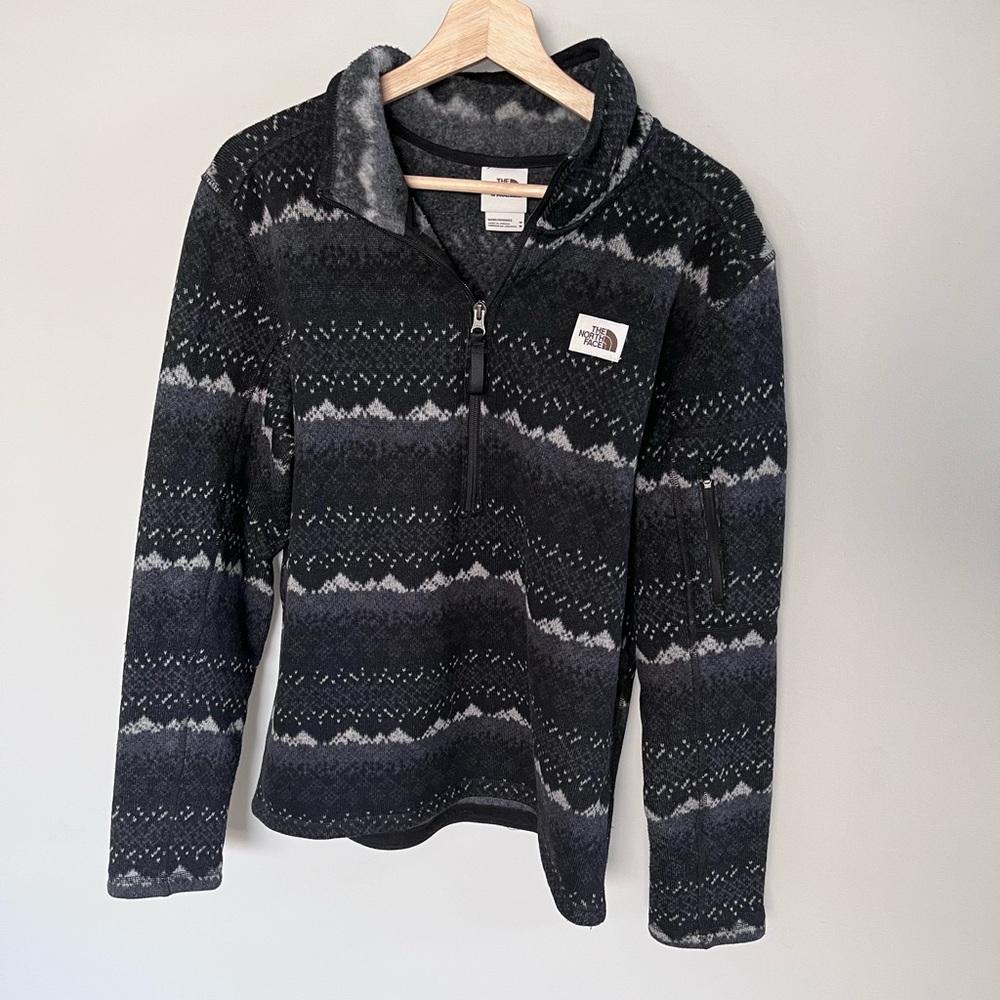 The North Face Gordon‎ Lyons 1/4 Zip Fleece Pullover Mens Medium Grey Fair Isle